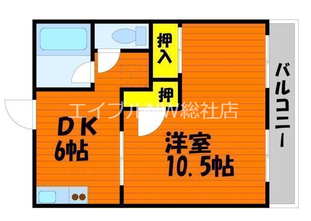 倉敷市上東のアパートの間取り