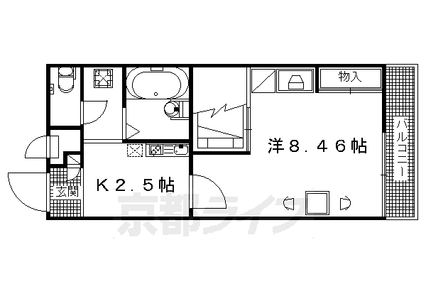 京都市伏見区羽束師鴨川町のアパートの間取り