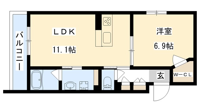 東大阪市吉田本町のマンションの間取り