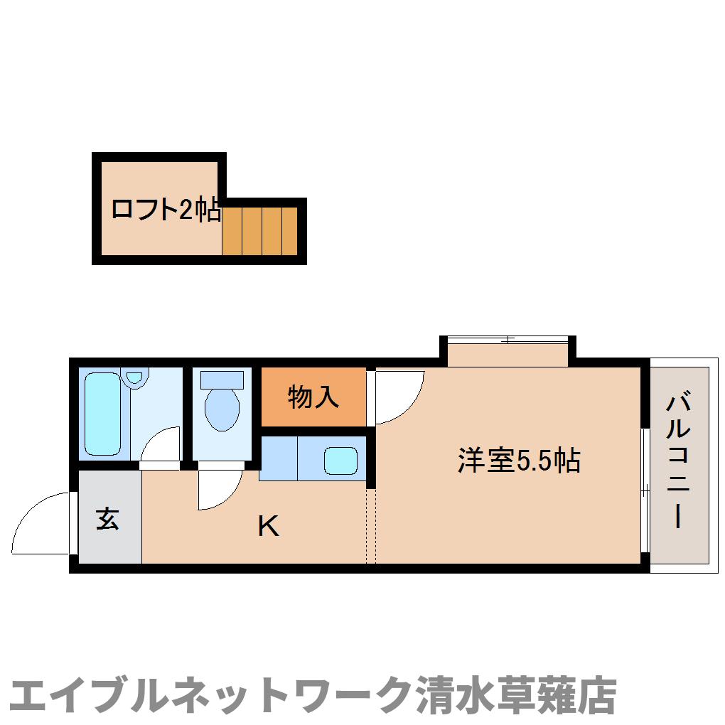 静岡県静岡市清水区七ツ新屋１（アパート）の賃貸物件の間取り