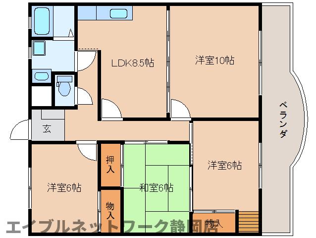 静岡市葵区丸山町のマンションの間取り