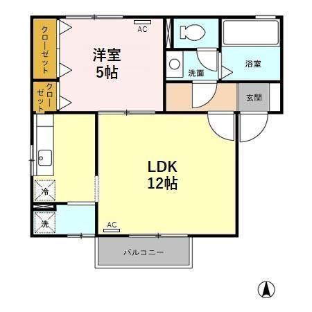 金沢市伏見台のアパートの間取り