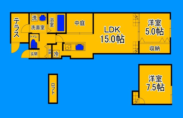 堺市北区大豆塚町のアパートの間取り