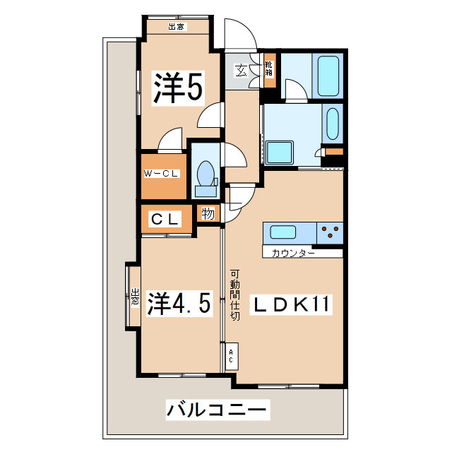 郡山市菜根のマンションの間取り