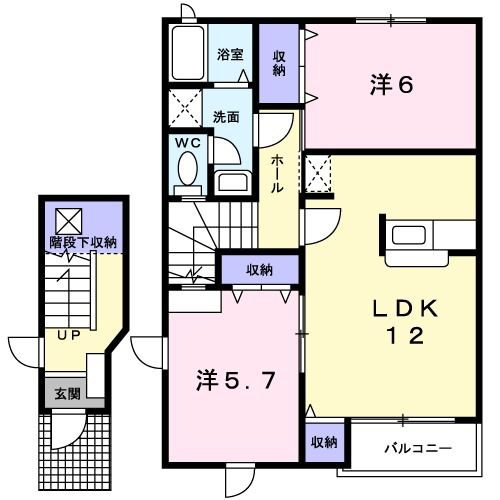 栗原市築館宮野中央のアパートの間取り