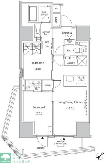 【新宿区市谷田町のマンションの間取り】