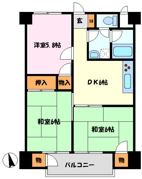 北小金ビューハイツの間取り