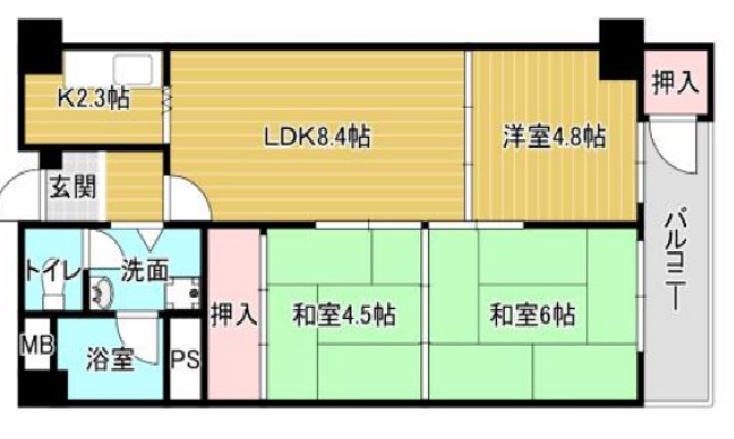 柏原市平野のマンションの間取り