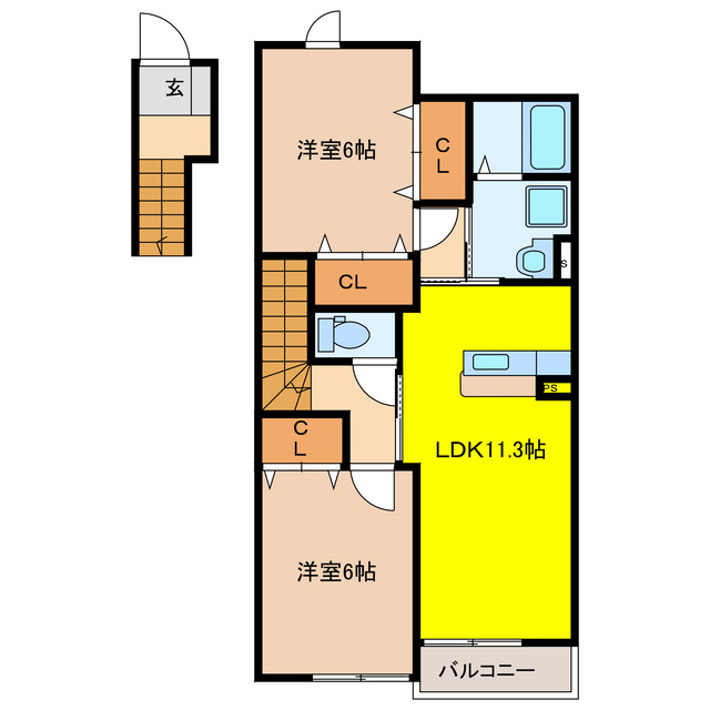 安八郡輪之内町四郷のアパートの間取り