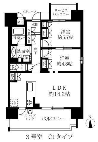 グランパセオ名駅那古野の間取り