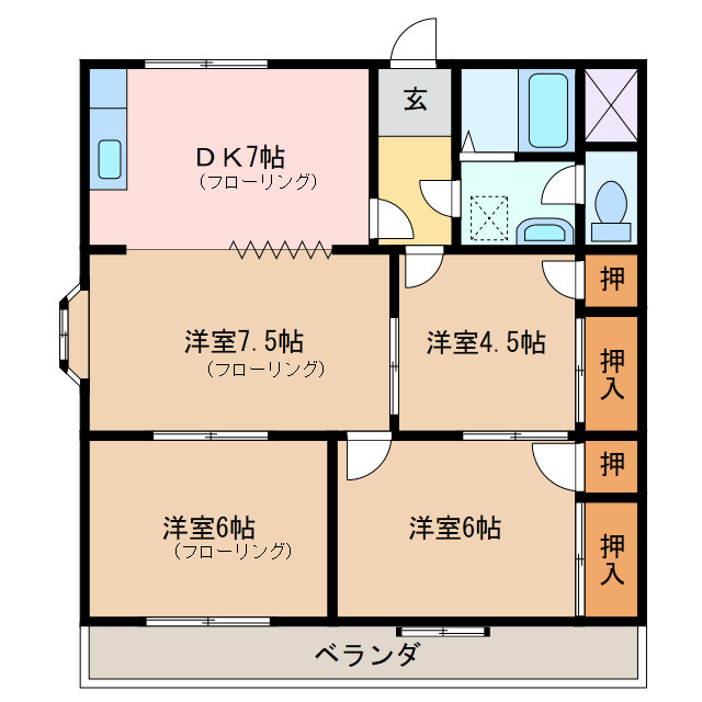 津市神納のマンションの間取り