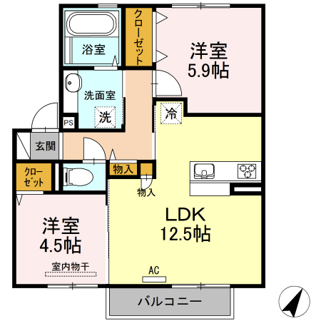 糟屋郡須惠町大字植木のアパートの間取り