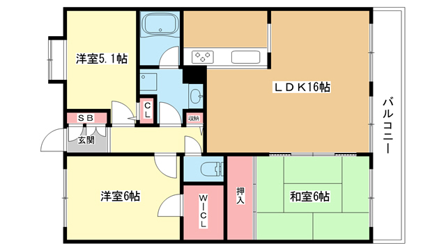 豊中市利倉東のマンションの間取り