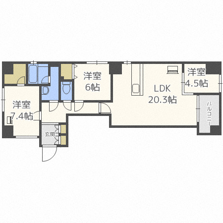 札幌市中央区南三条西のマンションの間取り