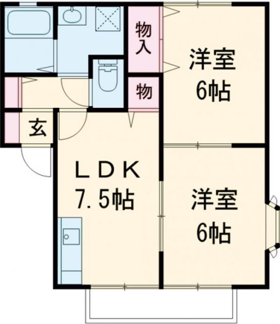 真岡市下大沼のアパートの間取り