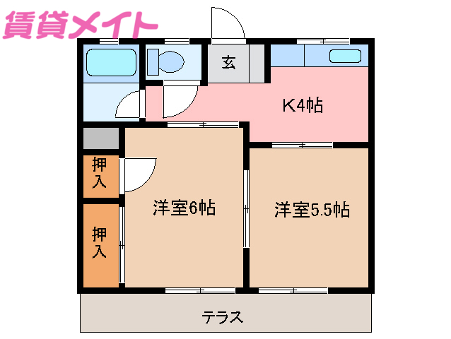 鈴鹿市北長太町のアパートの間取り