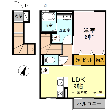 吾川郡いの町枝川のアパートの間取り