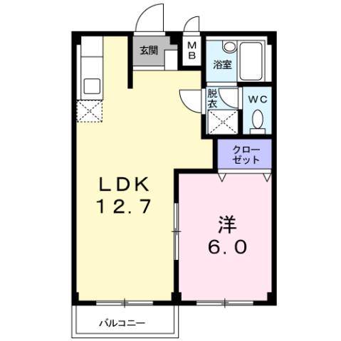 エルディム初音II　三島市賃貸アパートの間取り