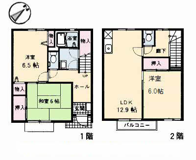 安芸郡海田町南幸町のアパートの間取り