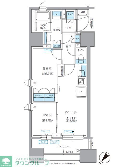 中央区東日本橋のマンションの間取り