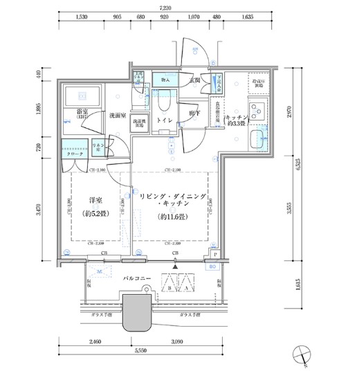 中央区勝どきのマンションの間取り