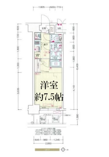 大阪市中央区材木町のマンションの間取り