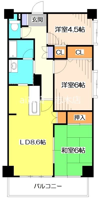東武東上線 ふじみ野駅 徒歩2分 5階建 築31年の間取り写真