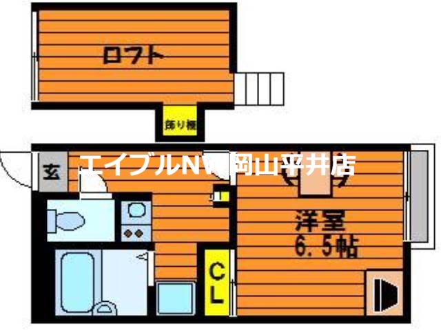 岡山市中区祇園のアパートの間取り