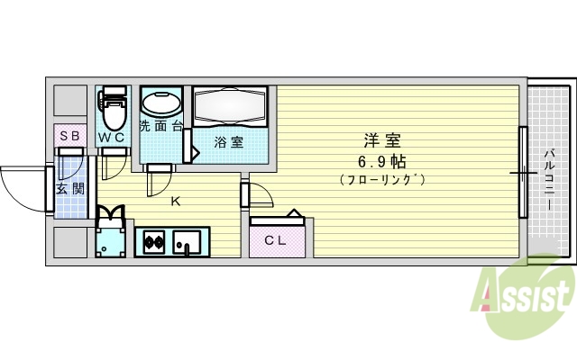 大阪市淀川区宮原のマンションの間取り