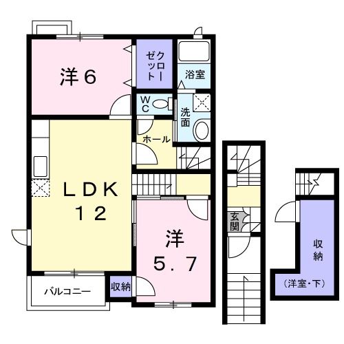 神栖市平泉東のアパートの間取り