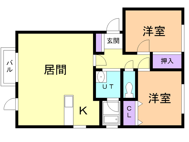 苫小牧市北栄町のアパートの間取り