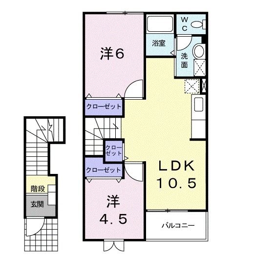 郡山市喜久田町堀之内のアパートの間取り