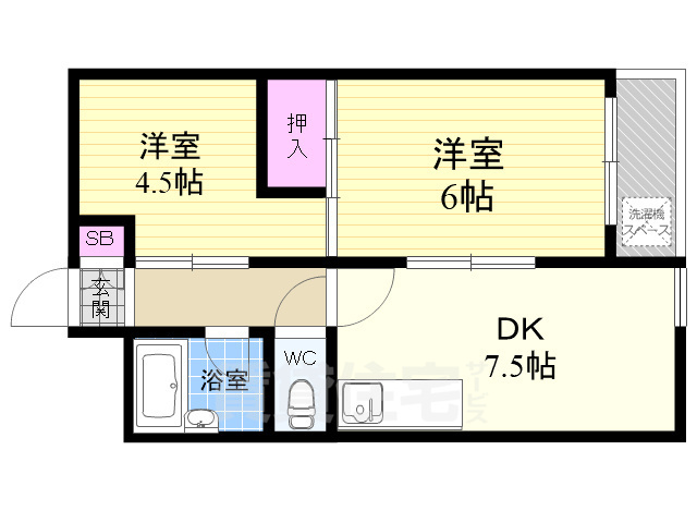 京都市伏見区竹田内畑町のマンションの間取り