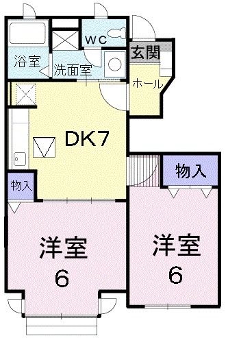 太宰府市朱雀のアパートの間取り