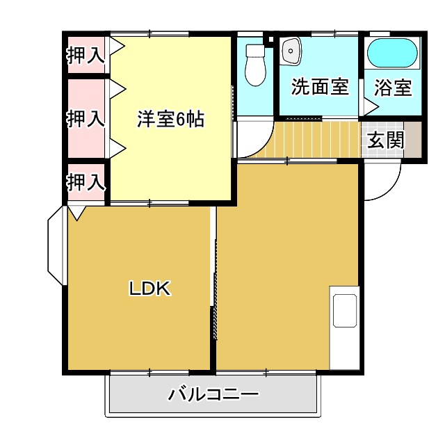 福山市伊勢丘のアパートの間取り