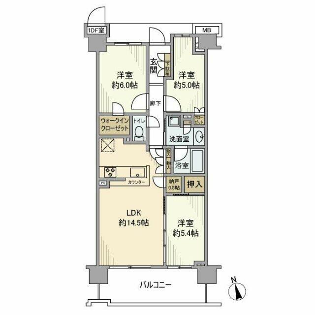 茅ヶ崎市鶴が台のマンションの間取り