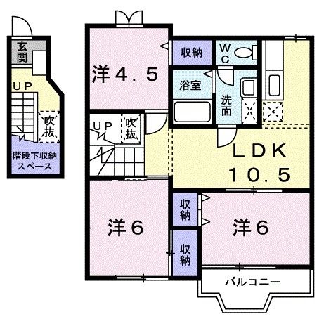 掛川市大渕のアパートの間取り