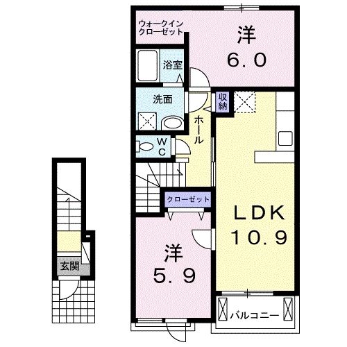 相馬市中野のアパートの間取り