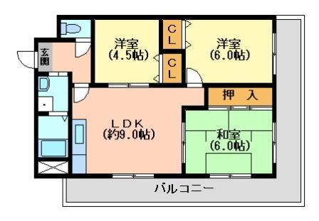 大阪市平野区長吉長原東のマンションの間取り