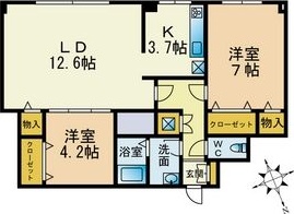 札幌市中央区南四条西のマンションの間取り