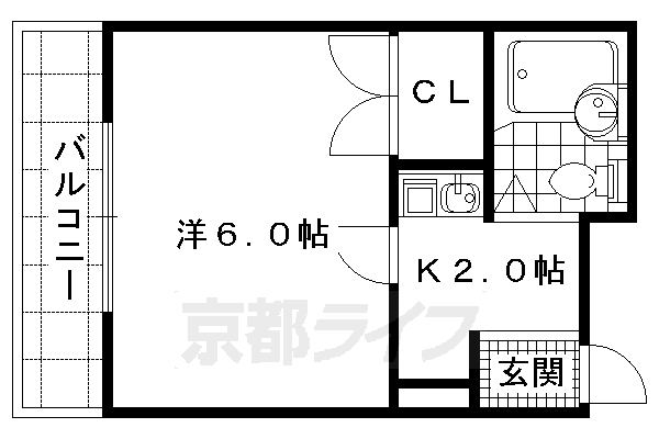 京都市中京区西ノ京中保町のマンションの間取り