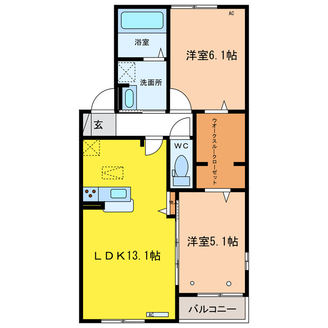 各務原市那加新田町のアパートの間取り