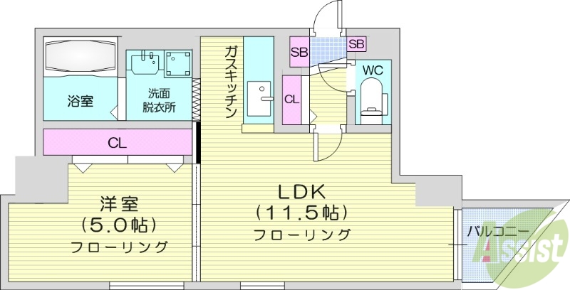 センチュリースペース中央411の間取り