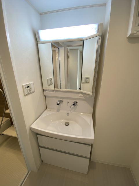 洗面設備　準備が捗る独立タイプ。