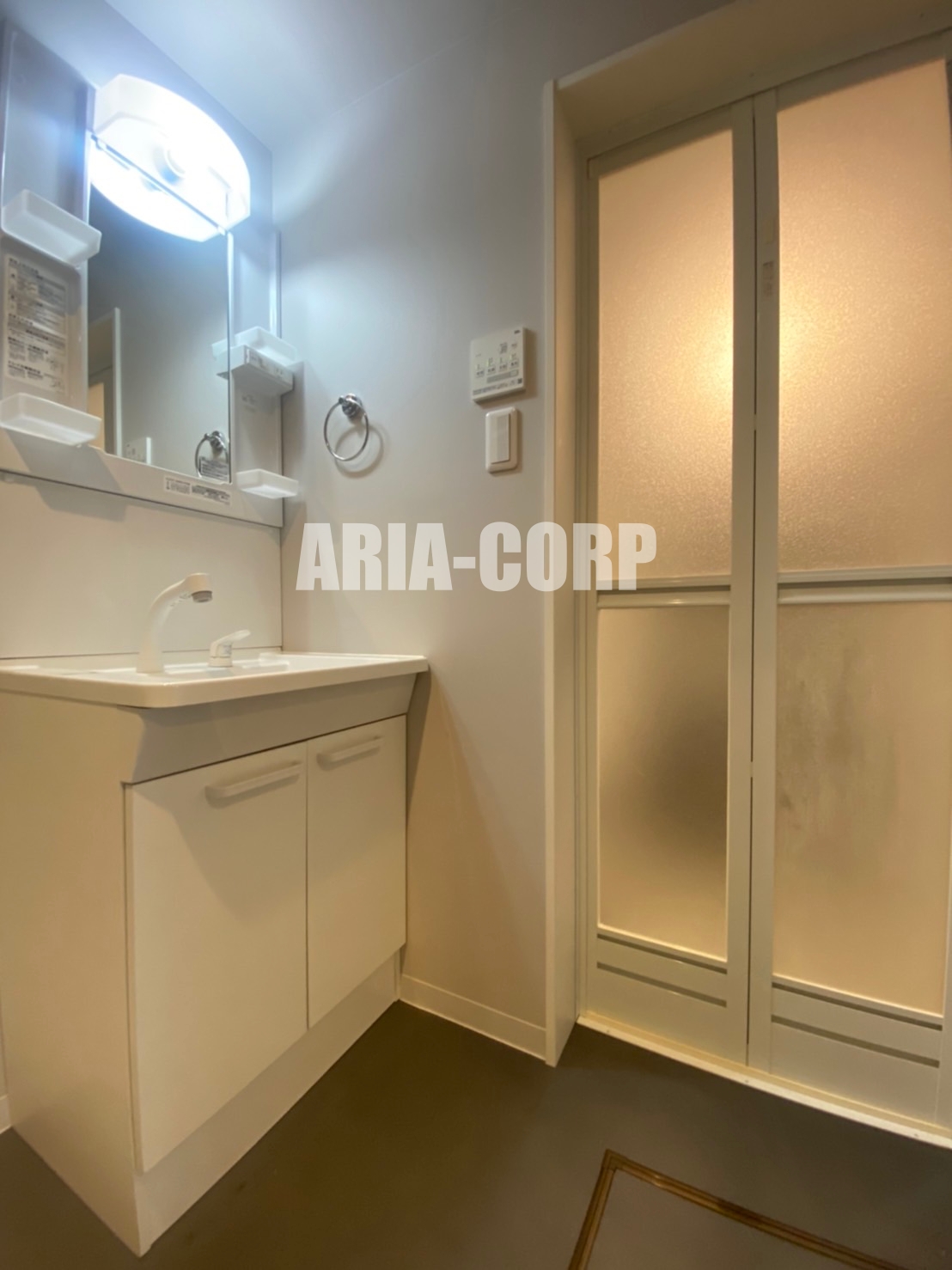 洗面設備　シャンプードレッサー付きの独立洗面台！収納豊富な洗面所♪