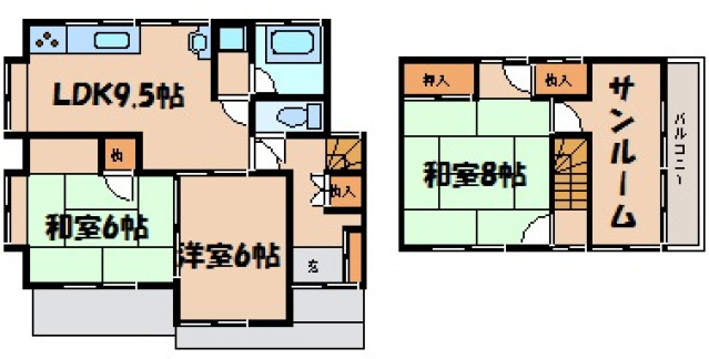 ＪＲ山陽本線 安芸中野駅 徒歩10分 2階建 築57年の間取り写真