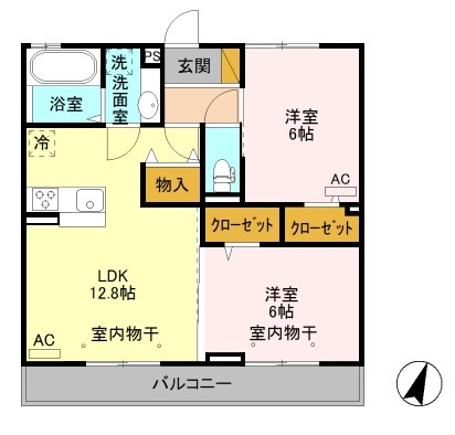 新潟県新潟市中央区女池２（アパート）の賃貸物件の間取り