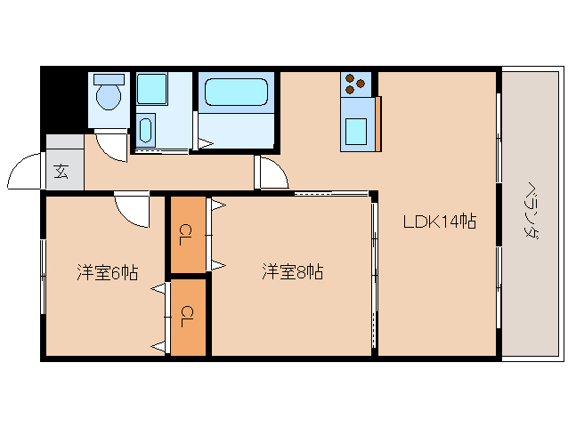 葛城市北花内のマンションの間取り