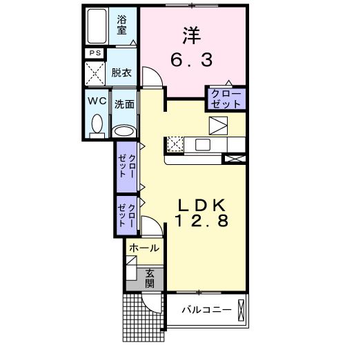 松阪市久米町のアパートの間取り