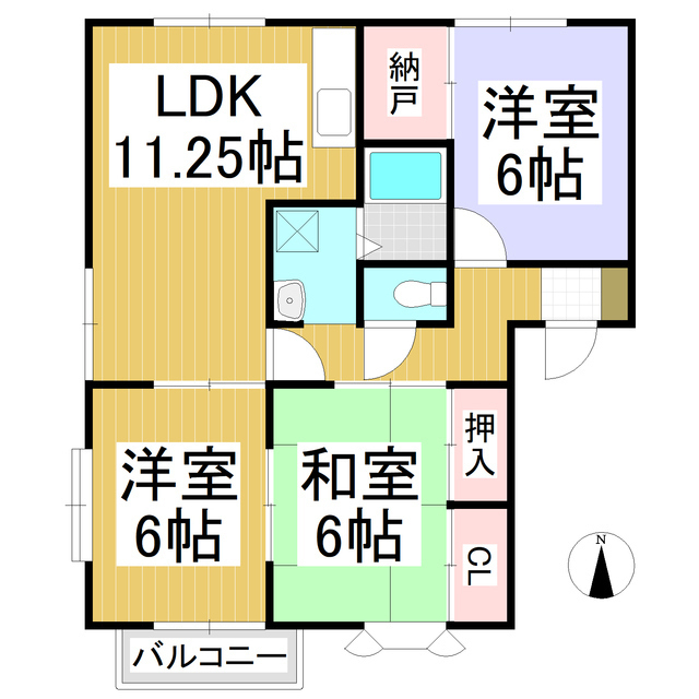 グリーンハイツミヤザワ　Ａ棟の間取り